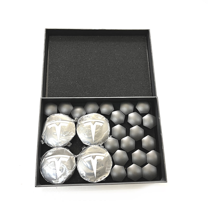 Tesla Model 3 / Y Highland Nabendeckel schwarz mit Tesla Logo silber SilentDrive.de