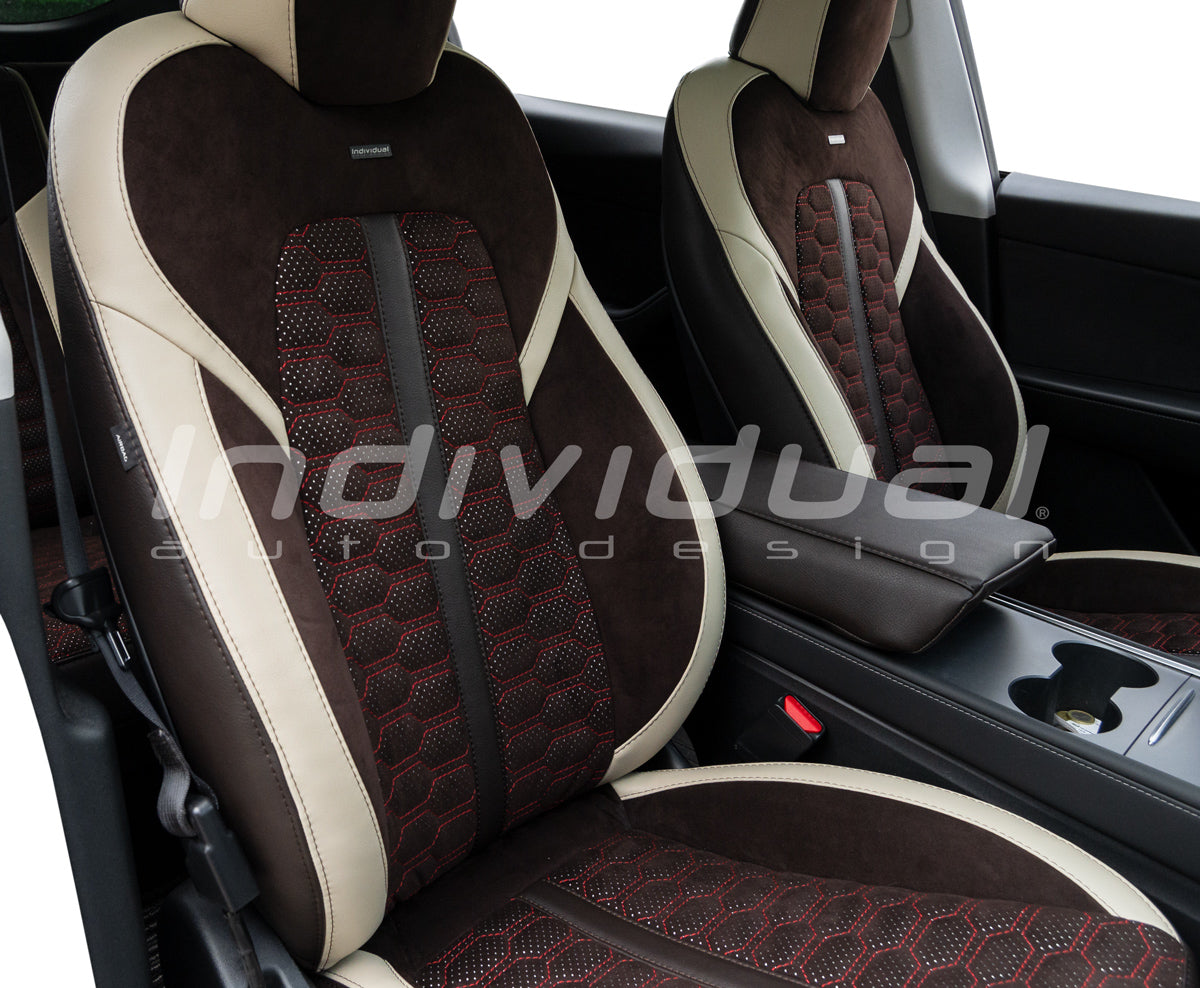 LAZZLU Sitzbezügesets Für Tesla Für Model 3 Custom Autositzbezug