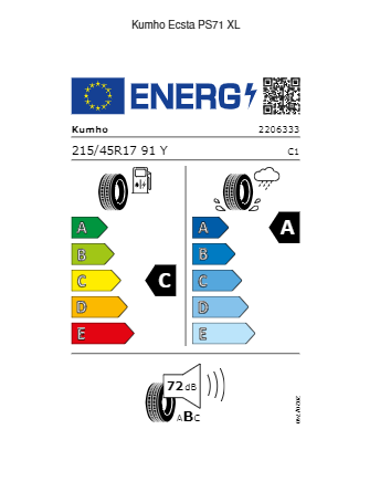215/45R17 91 Y Kumho - Ecsta PS71 XL (CA72)