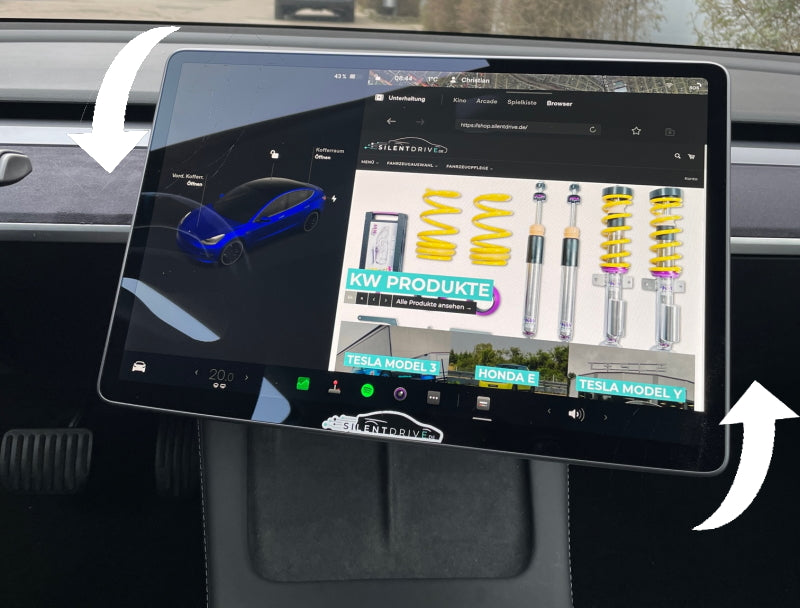 Tesla Model 3 / Model Y Drehbarer Bildschirm Vers. 1 und 2 SilentDrive.de