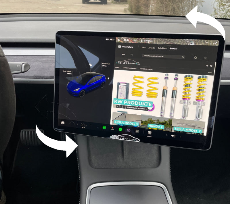 Tesla Model 3 / Model Y Drehbarer Bildschirm Vers. 1 und 2 SilentDrive.de