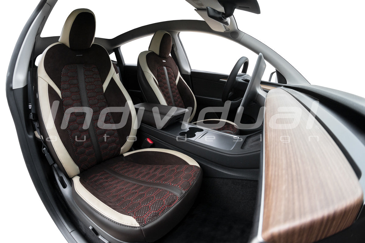 GENTRE Auto Leder Sitzbezügesets für Tesla Model Y 2021 2022 2023